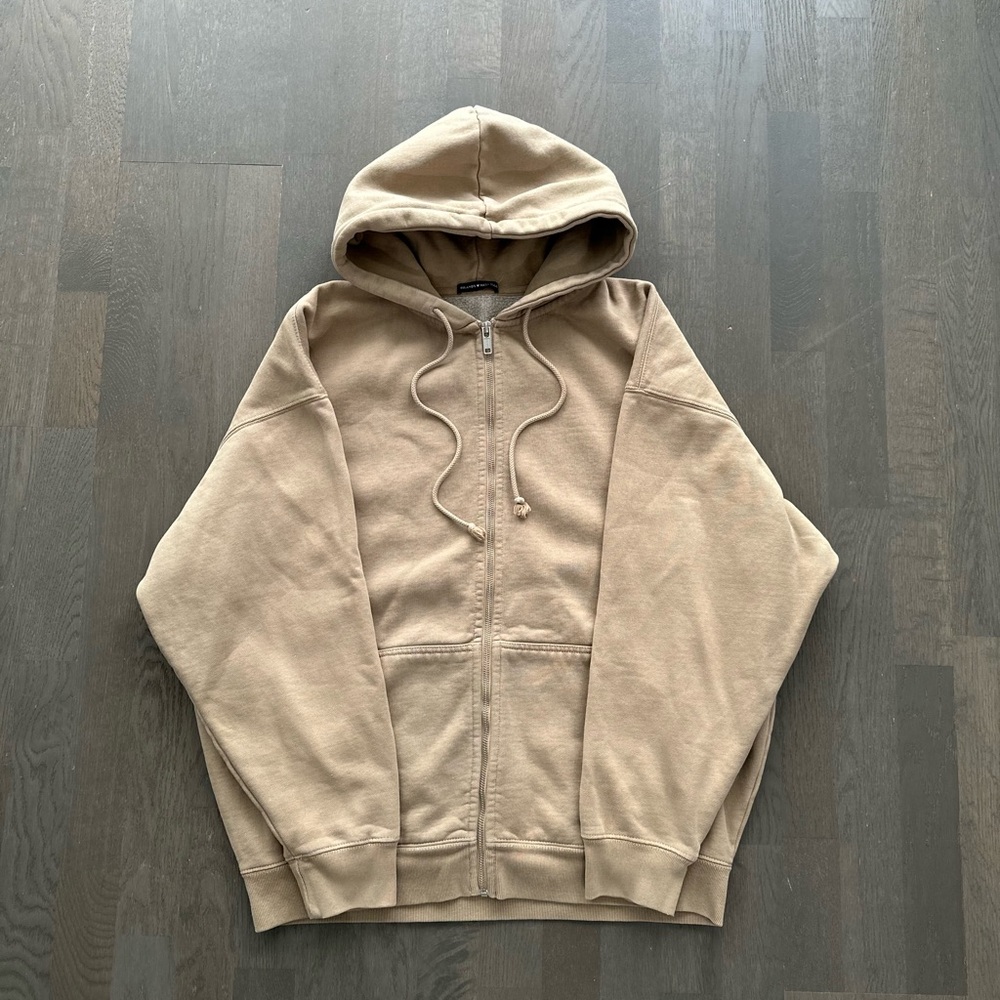 Brandy Melville tan Christy zip up hoodie